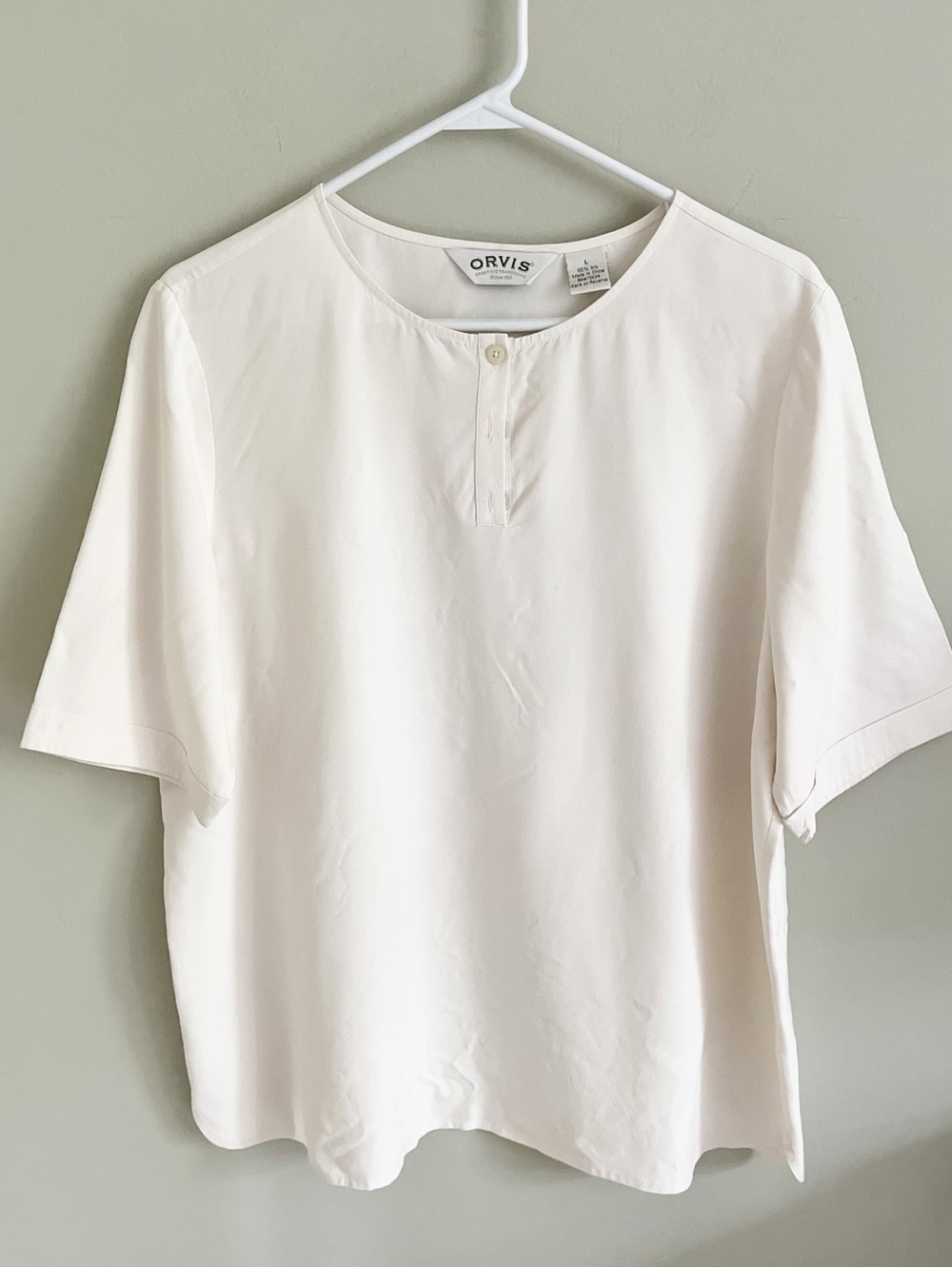 Orvis ivory/off white silk vintage popover blouse